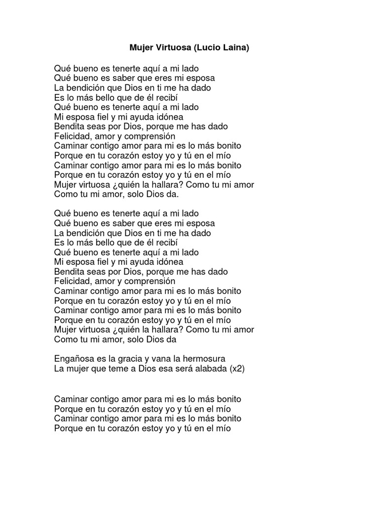 Mujer Virtuosa - Letra | PDF | Amor | Religión y creencia