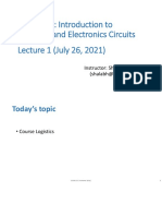 EE101 (S3) : Introduction To Electrical and Electronics Circuits Lecture 1 (July 26, 2021)