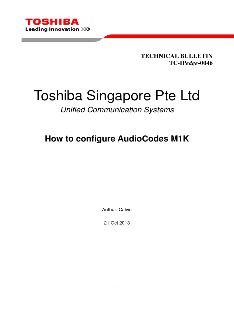 Configuring AudioCodes M1K for IPedge | PDF | Session Initiation ...