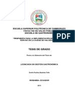 Tesis de Grado: Escuela Superior Politécnica de Chimborazo Facultad de Salud Pública Escuela de Gastronomía