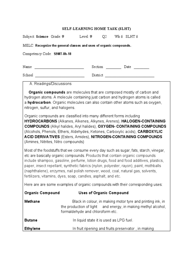 Understanding Organic Compounds in Grade 9 | PDF | Alkene | Oil