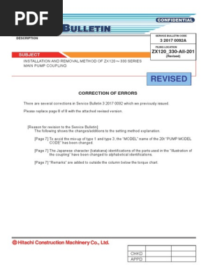 ZX120-330 Pump Coupling Installation Guide | PDF | Screw | Pump