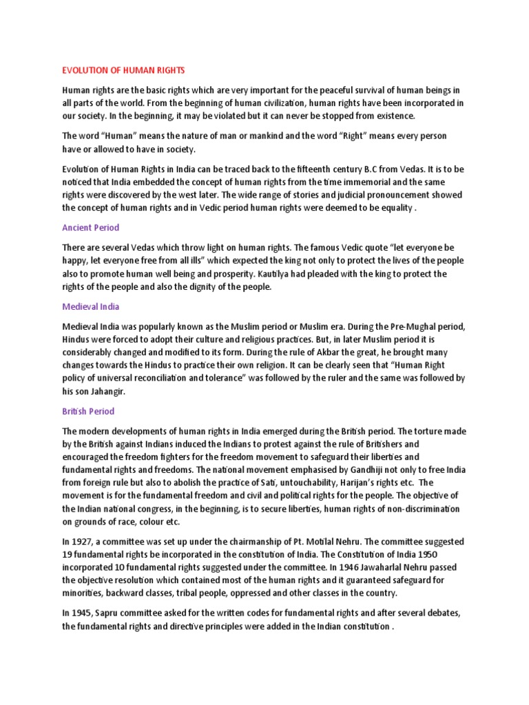 Evolution of Human Rights in India | PDF | Human Rights | Vedas