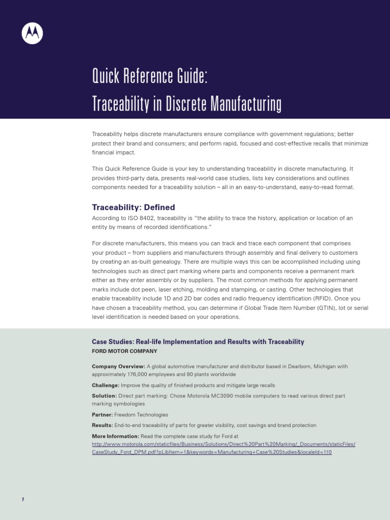 Traceability in Discrete Manufacturing | PDF | Enterprise Resource ...