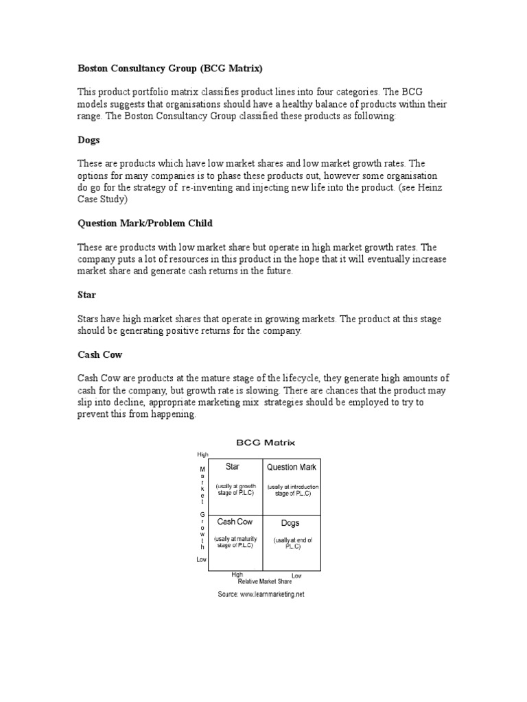 Boston Consultancy Group (BCG Matrix) | PDF | Economies | Business