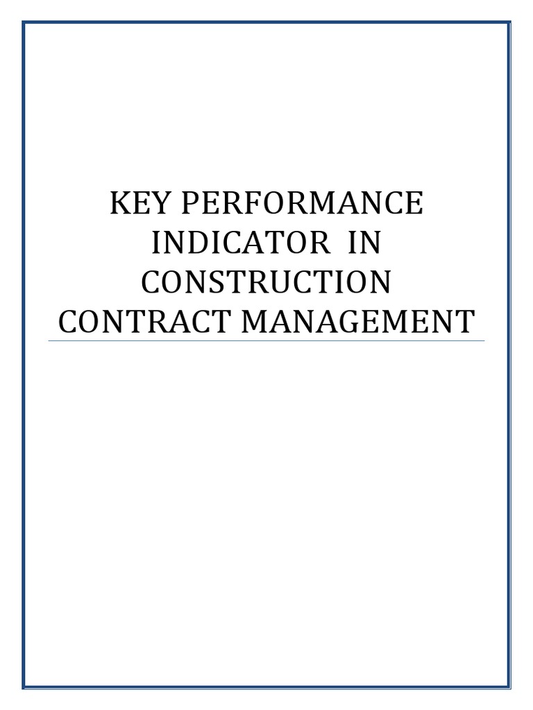 KPIs in Construction Contract Management | PDF | Performance Indicator ...