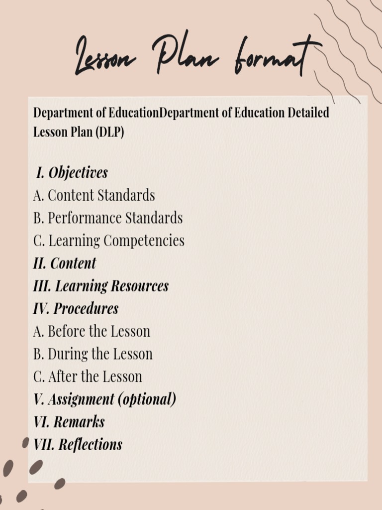 Lesson Plan Format: I. Objectives A. Content Standards B. Performance ...