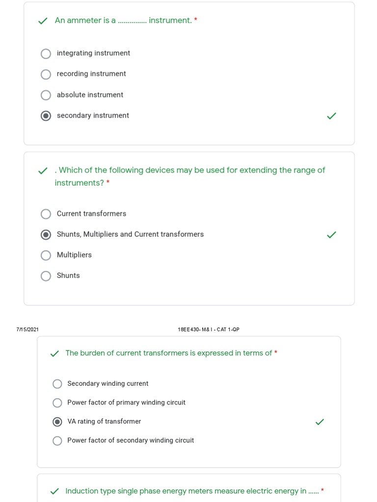 Measurement And Instrumentation Mcq Qns Pdf Transformer