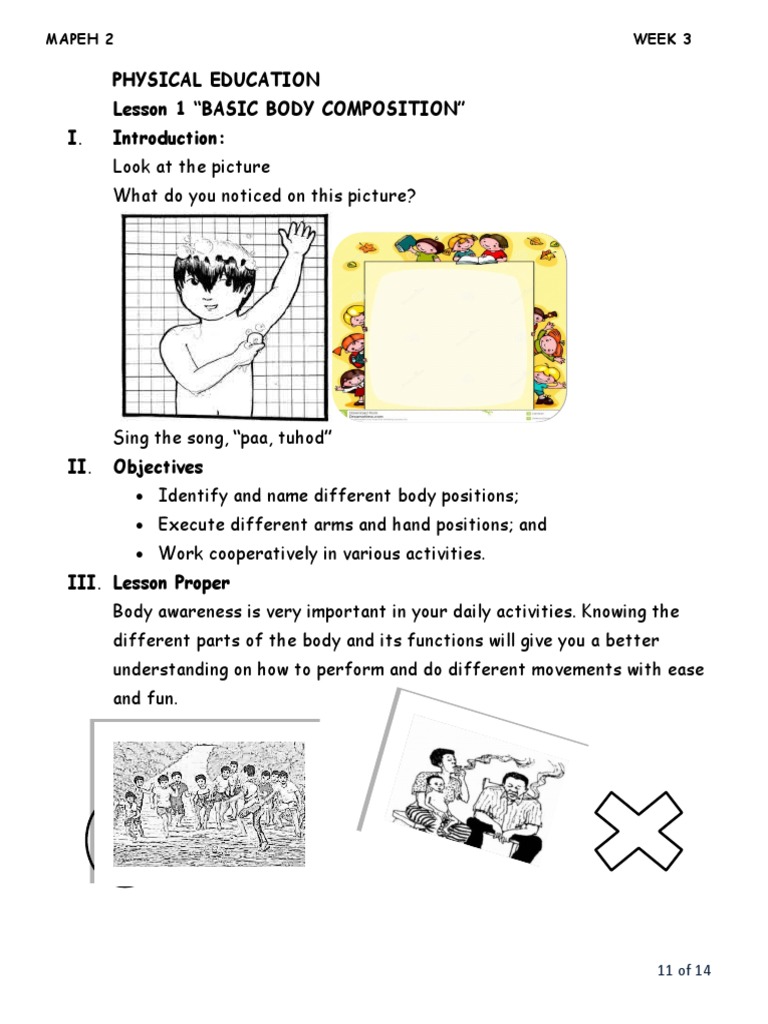 Physical Education Lesson 1 "Basic Body Composition" I. Mapeh 2 Week 3