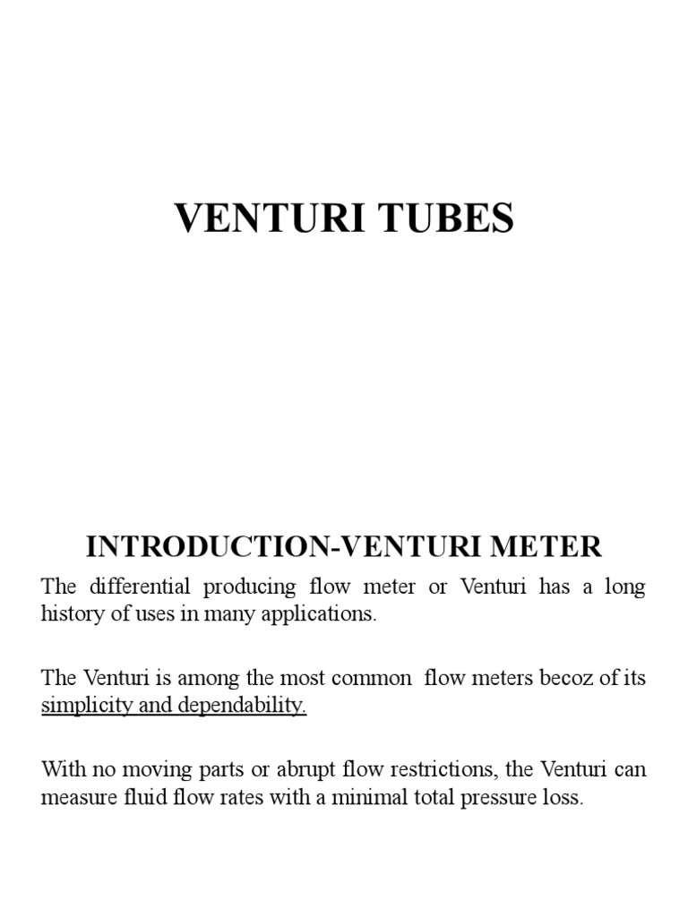 Venturi Tubes PDF Flow Measurement Pressure Measurement