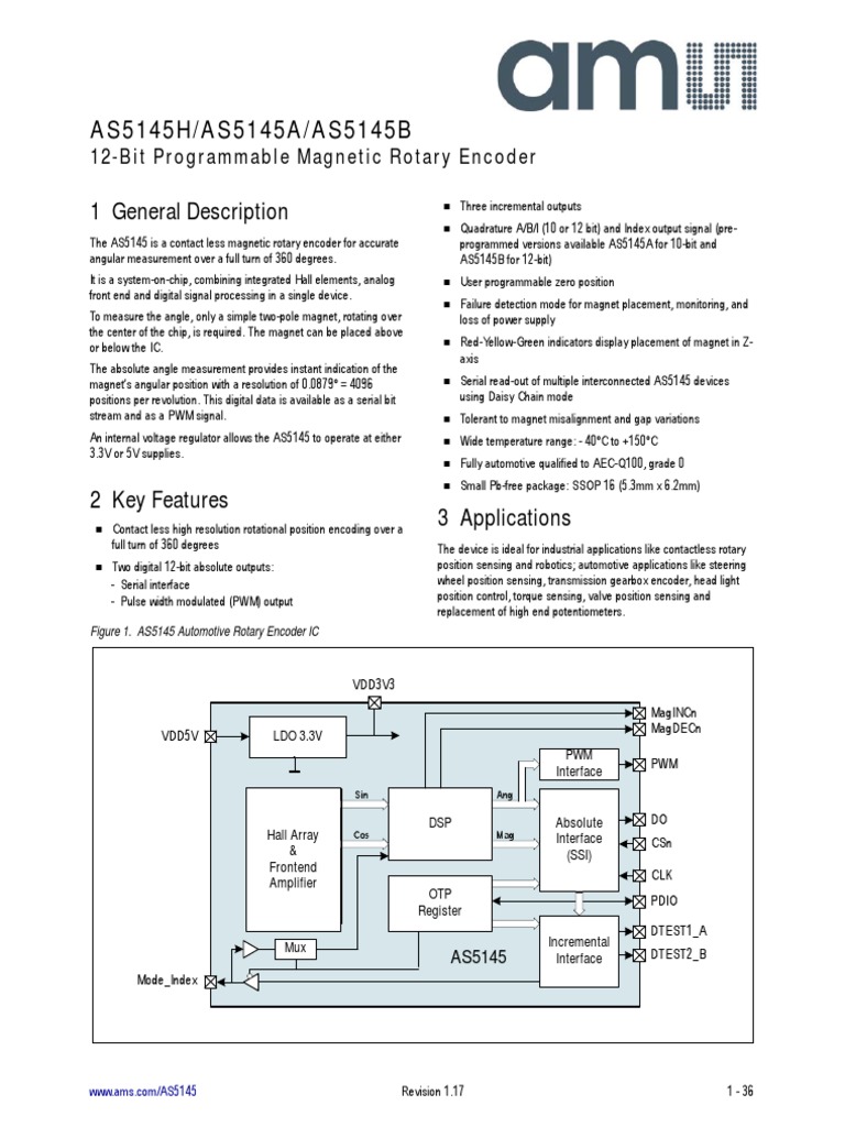 AS5145H/AS5145A/AS5145B: 1 General Description | PDF | Information And ...
