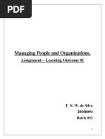 Managing People and Organizations.: Assignment - Learning Outcome 01