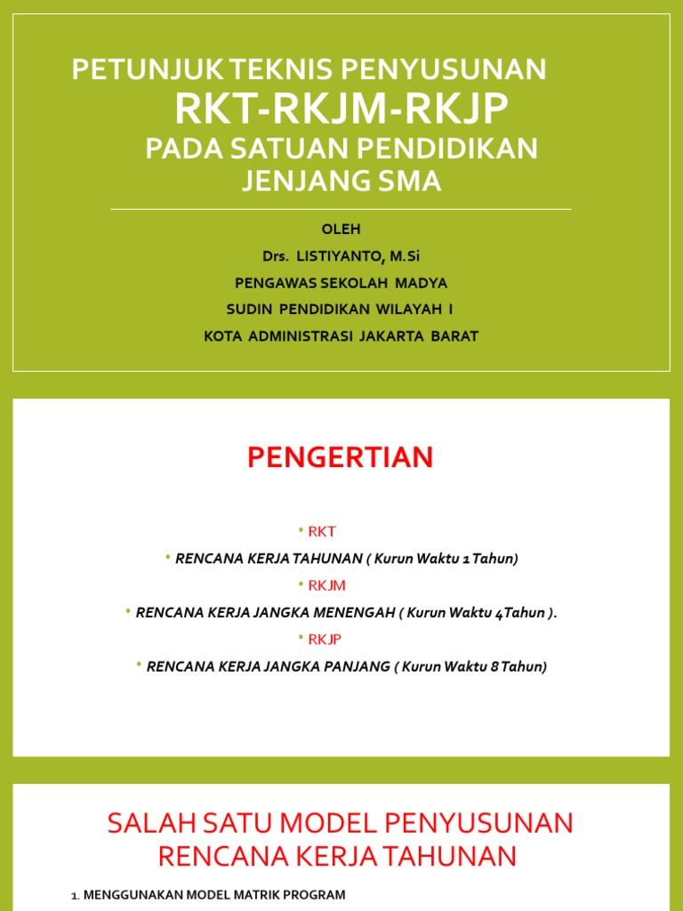 Panduan Penyusunan RKT-RKJM-RKJP SMA | PDF