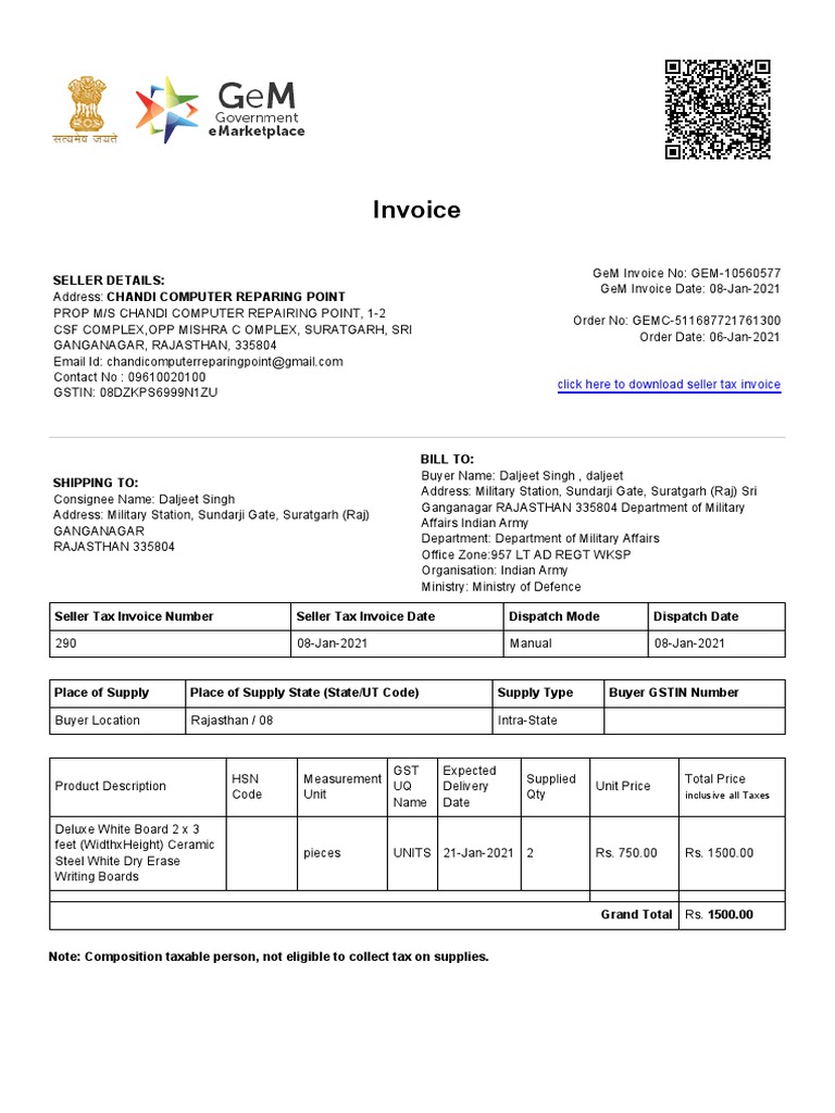 Rajasthan Army Tax Invoice Download | PDF | Invoice | Economies