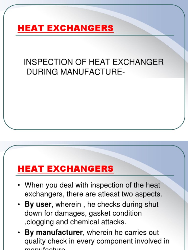 Heat Exchanger Inspection Procedures | PDF | Pipe (Fluid Conveyance ...