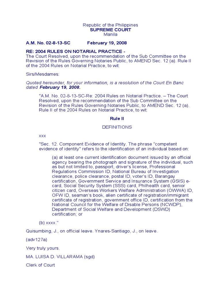 Jurisprudence On Cedula and Personal Appearance Notary Public PDF