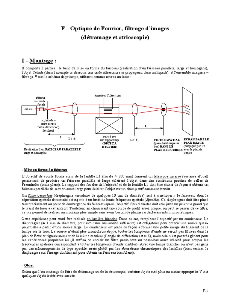 Montage optique et filtrage d'images | PDF | Filtre (optique) | Filtre ...