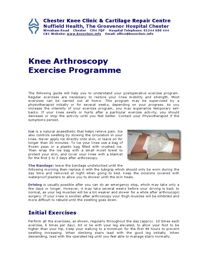 Knee Arthroscopy Exercise Programme: Chester Knee Clinic & Cartilage ...