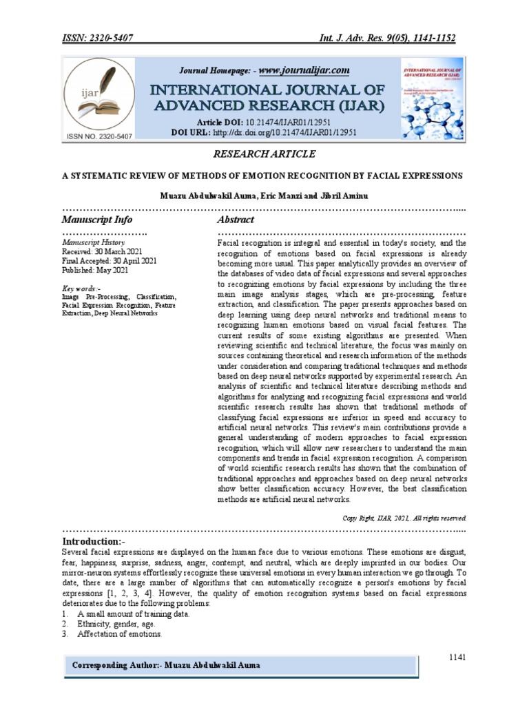 A Systematic Review of Methods of Emotion Recognition by Facial ...