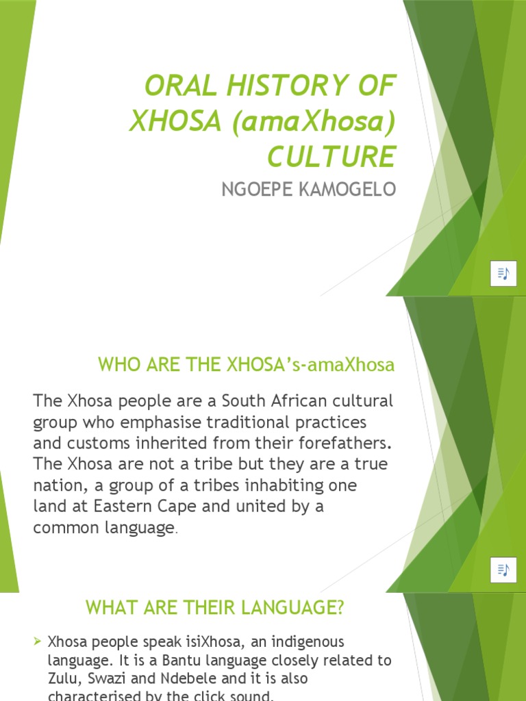 Oral History of Xhosa (Amaxhosa) Culture Ngoepe Kamogelo PDF Xhosa