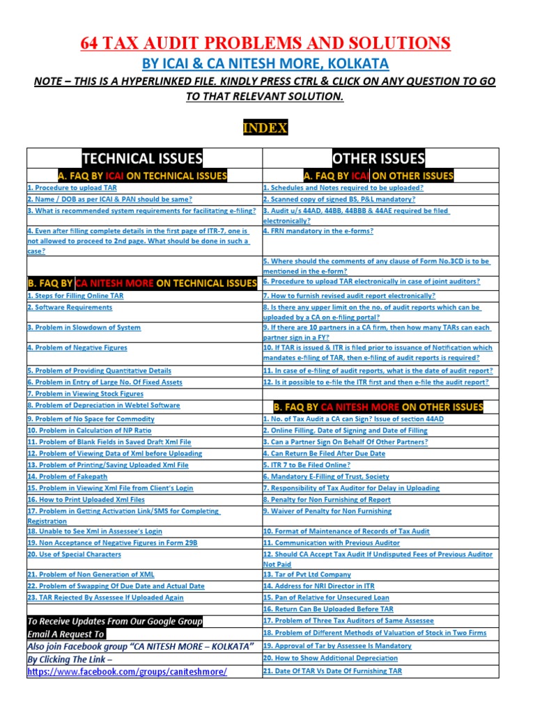 64 Tax Audit Problems Solutions | PDF | Auditor's Report | Audit
