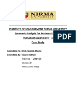 Institute of Management Nirma University Economic Analysis For Business Decision Individual Assignment - 1 Case Study