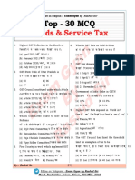 Top 30 MCQ on Goods & Service Tax