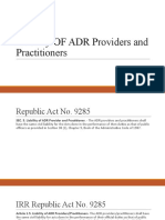 Liability OF ADR Providers and