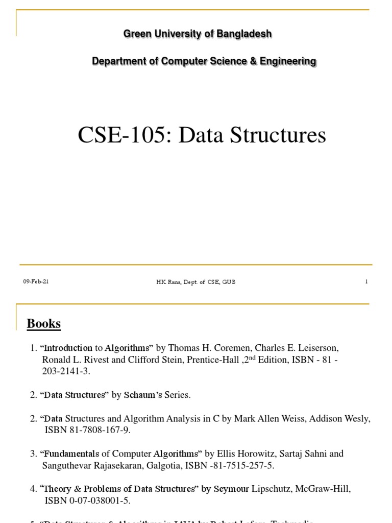 CSE105 Data Structures Green University of Bangladesh PDF Time