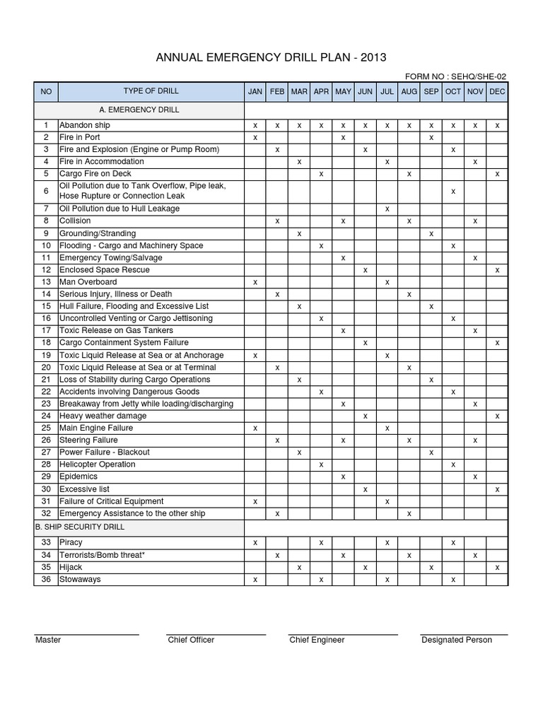 Annual DRILL Planner PDF Ships Oil Tanker