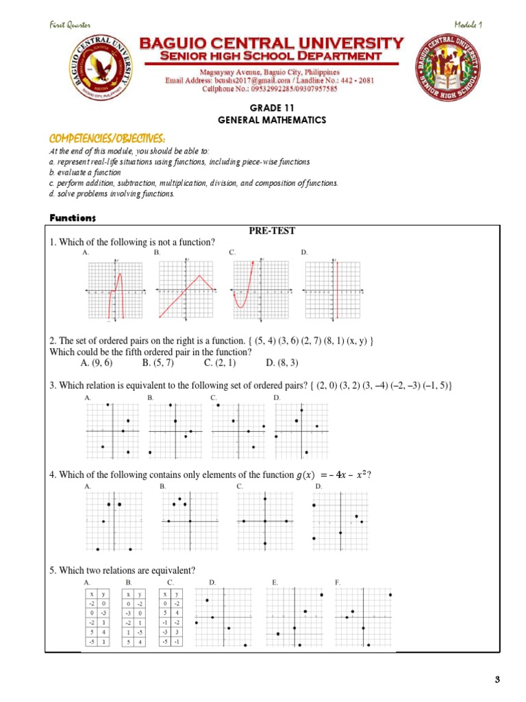 Grade 11 General Mathematics: Functions | PDF | Function (Mathematics ...