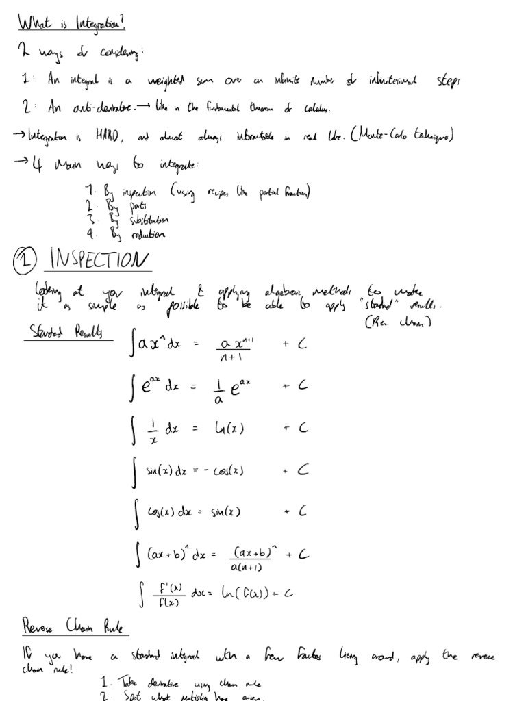 Techniques For Integration Pdf Integral Algebra