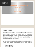 Representation of Numbers & Characters Lecture#4