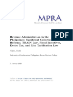 Revenue Administration in The Philippines: Significant Collection Reforms, TRAIN Law, Fiscal Incentives, Excise Tax, and Rice Tariffication Law