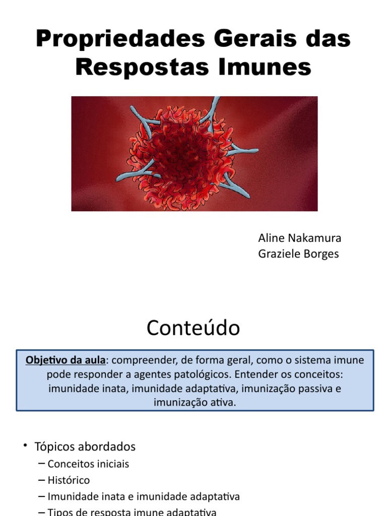 Grupo 2 Aline e Graziele Aula PDF Imunidade (Medicina) Tipo