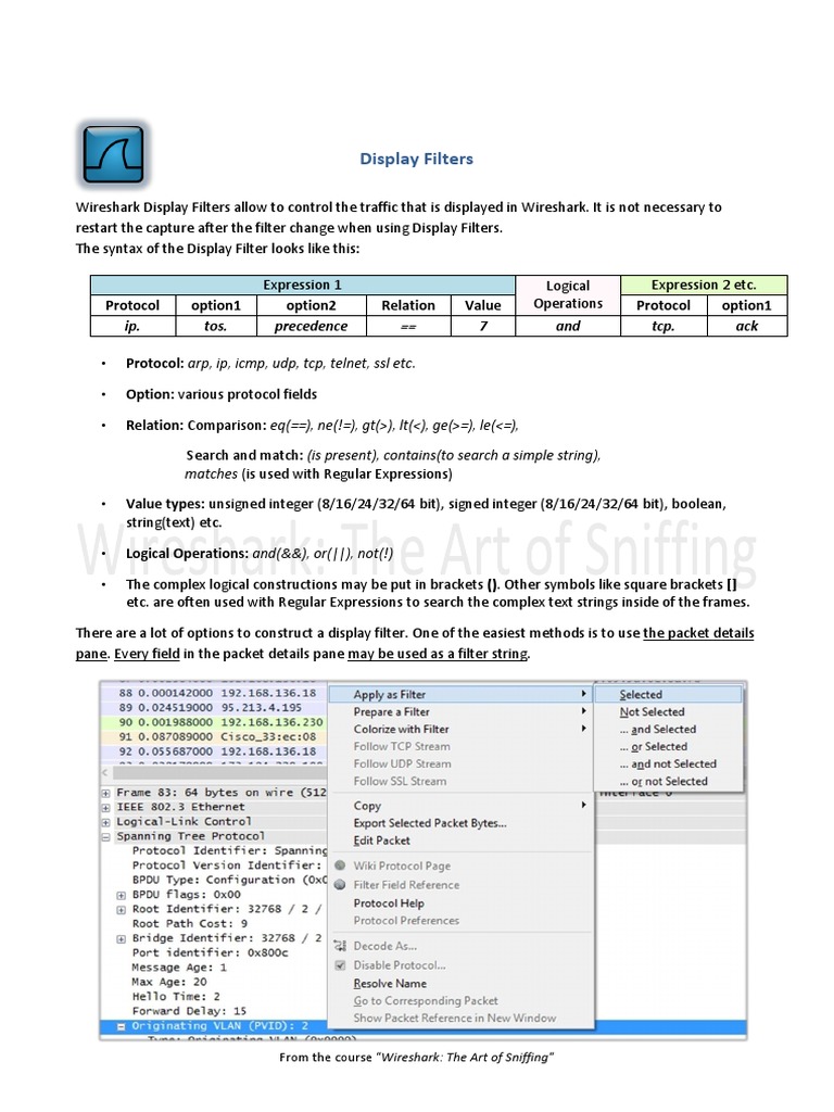 002 Display Filters - Cheat Sheet | PDF