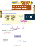 Multiplicación de Números Naturales Para Resolver Quinto Grado de Primaria