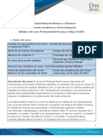 Syllabus Del Curso Productividad Humana