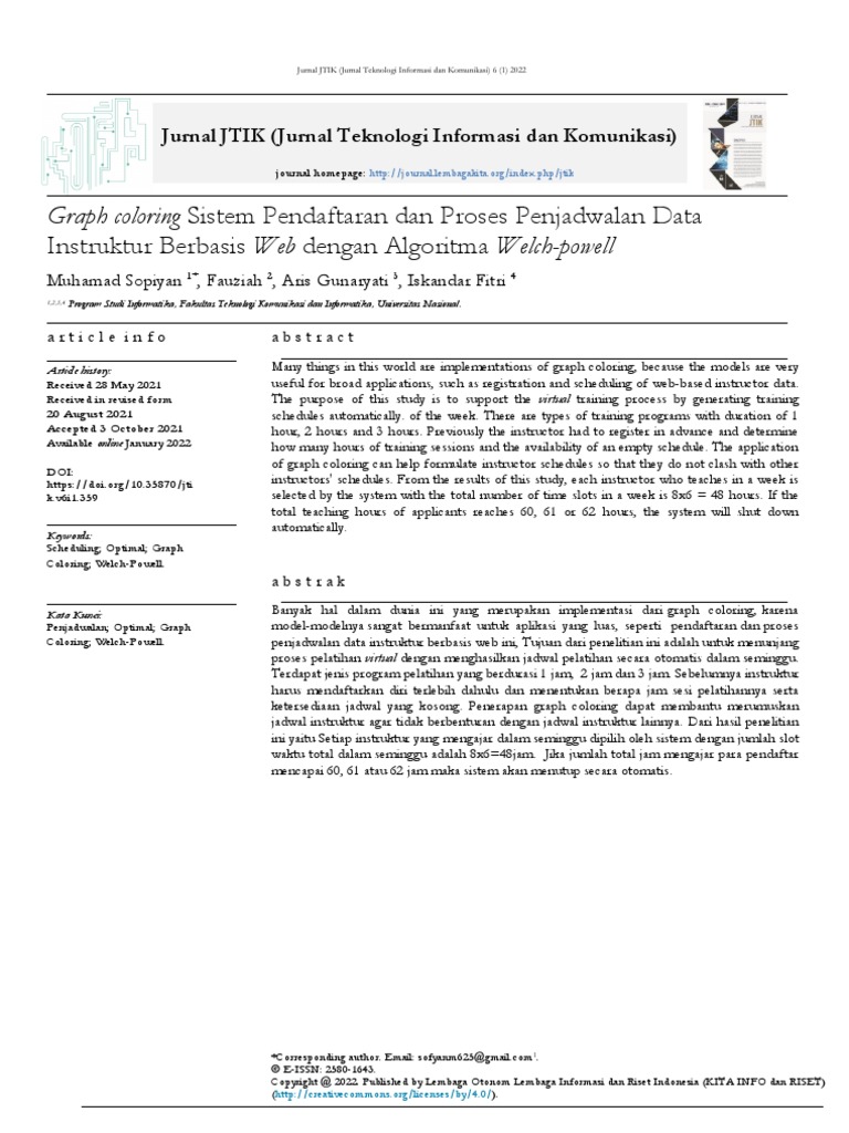 Graph Coloring Sistem Pendaftaran Dan Proses Penjadwalan Data ...