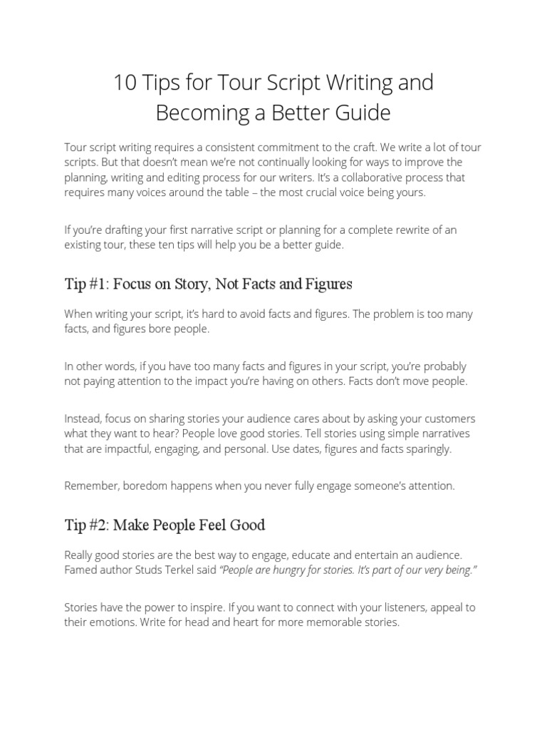 10 Tips For Tour Script Writing and Becoming A Better Guide | PDF ...