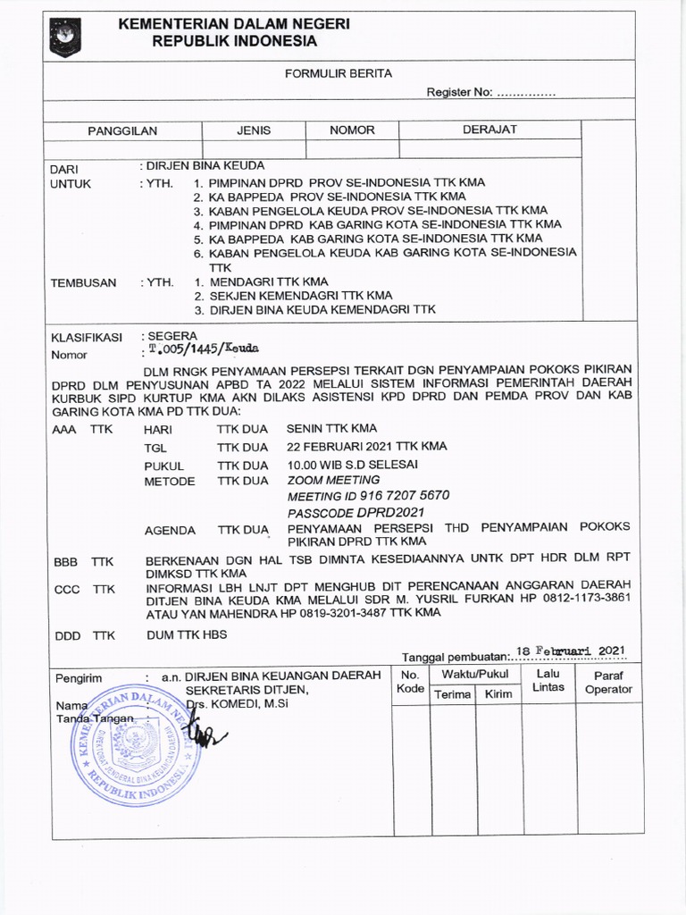 Radiogram 22 Februari 2021 | PDF