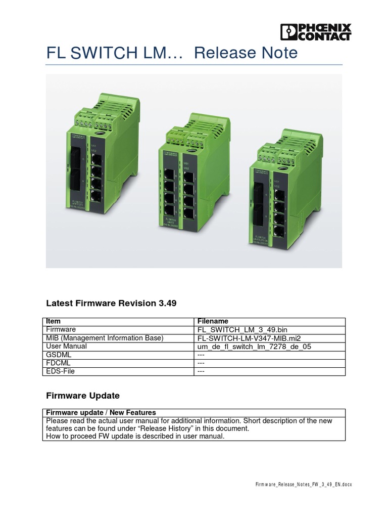 FL SWITCH LM Release Note: Latest Firmware Revision 3.49 | PDF ...