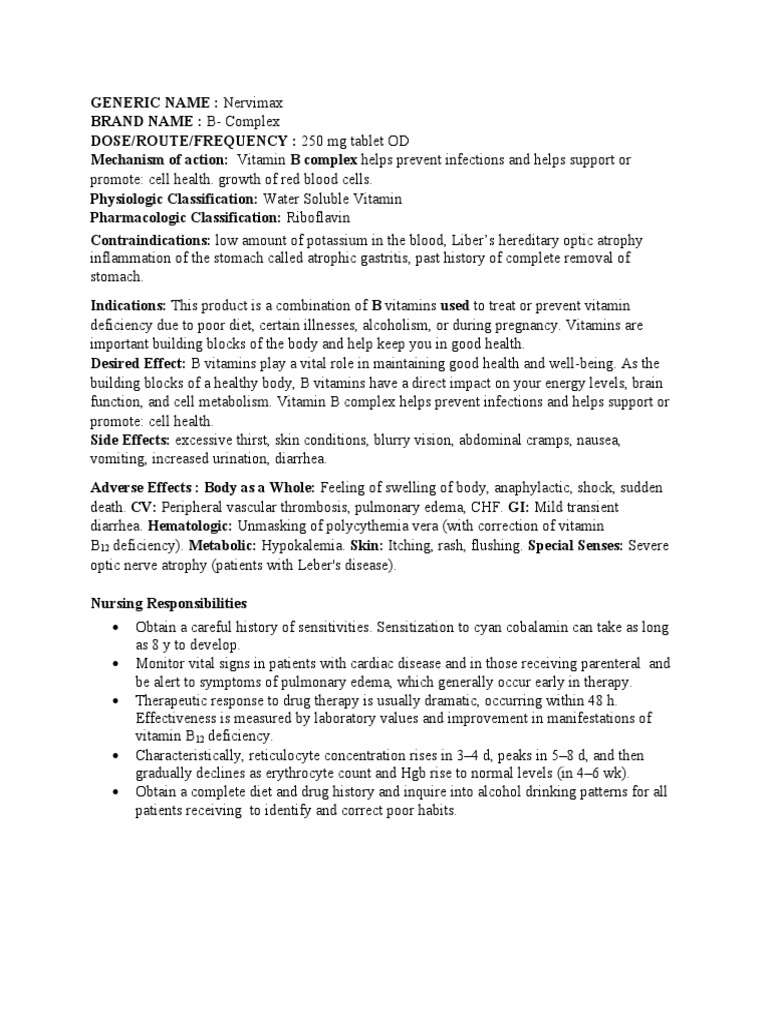 A Comprehensive Overview of Nervimax (Vitamin B Complex) Mechanism of