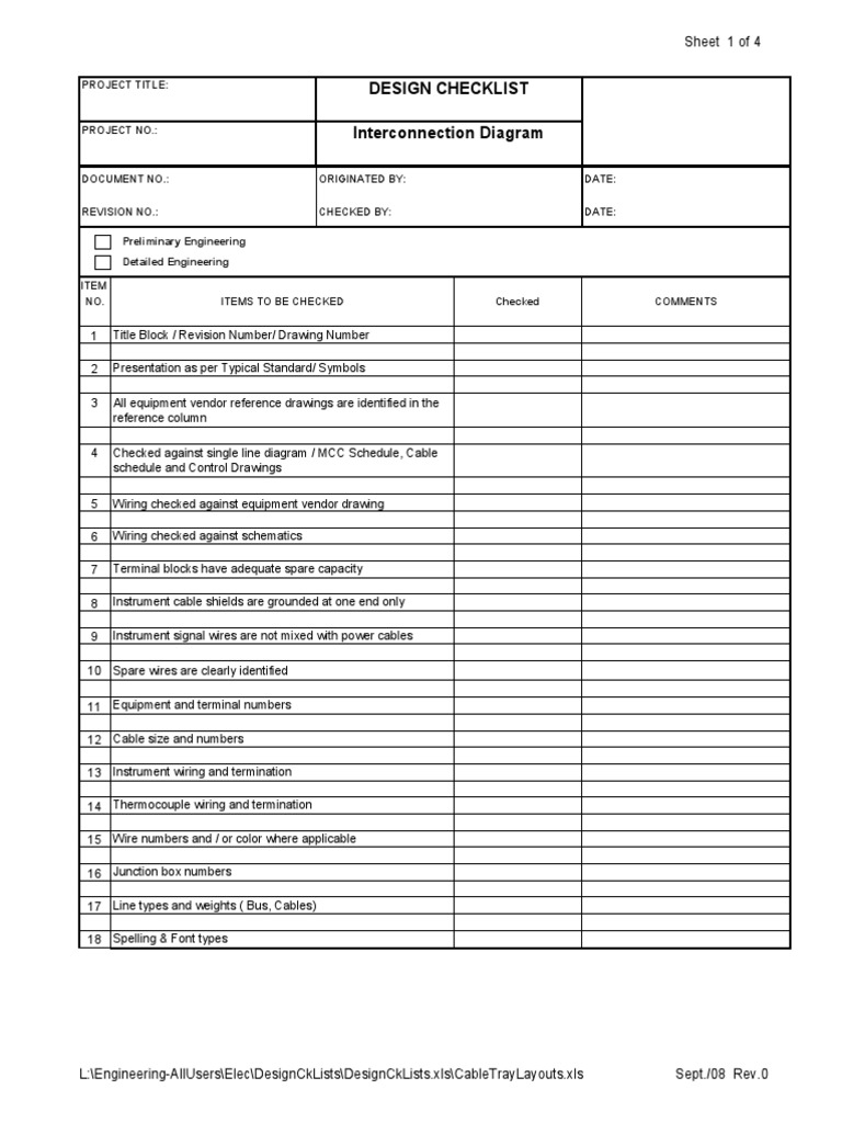 Design Checklist Interconnection Diagram: Sheet 1 of 4 | PDF ...