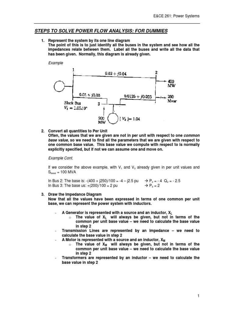 Steps To Solve Power Flow Analysis For Dummies Example PDF