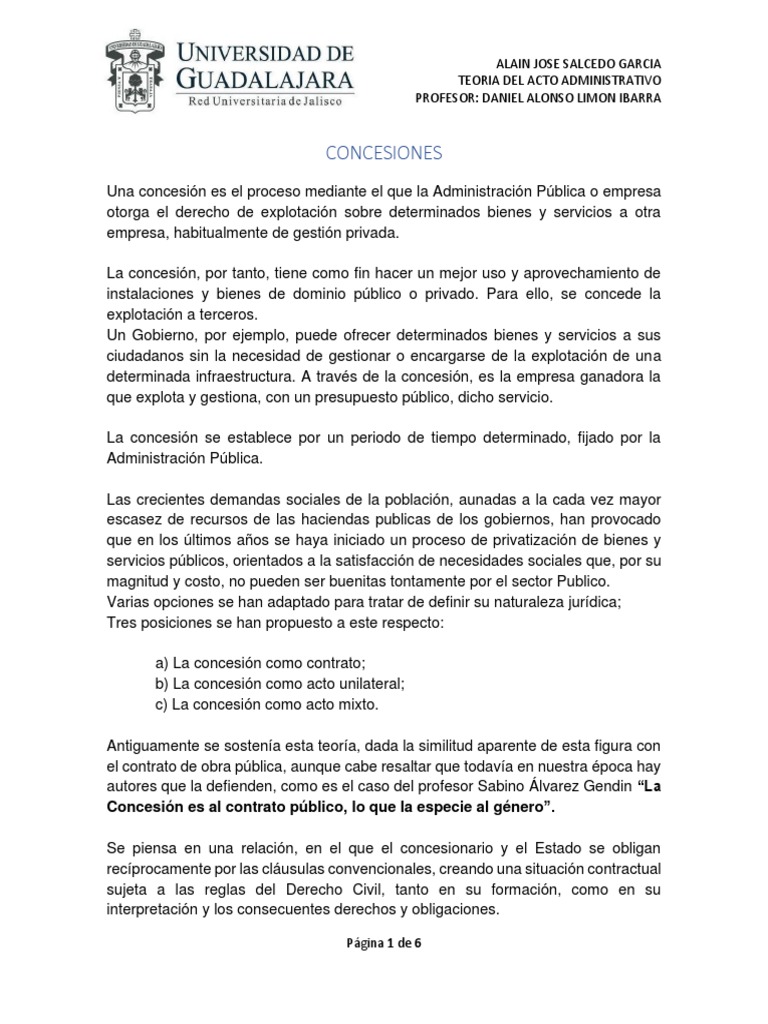 Ejemplos y Tipos de Concesiones Públicas | PDF | Estado (política) | México