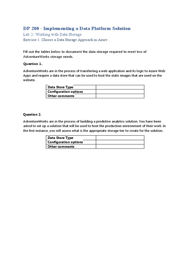 Azure Data Storage Solutions for AdventureWorks | PDF