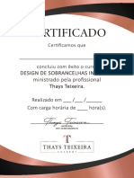 Certificado Thays T - Design de Sobrancelhas Iniciante