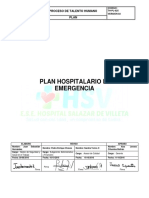 Plan Hospitalario de Emergencia Hospital Salazar de Villeta 2016