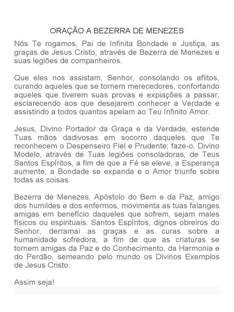 Oração A Bezerra de Menezes | PDF